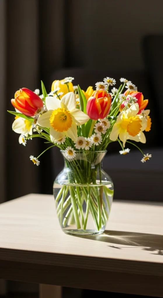 Fresh Flowers in a Clear Vase