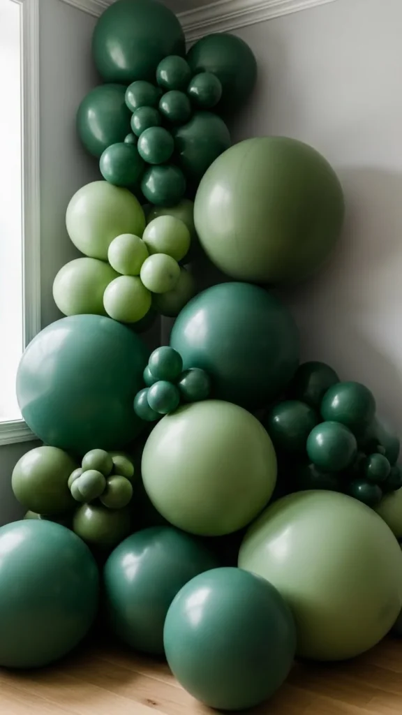 Giant Green Balloon Corner Installation