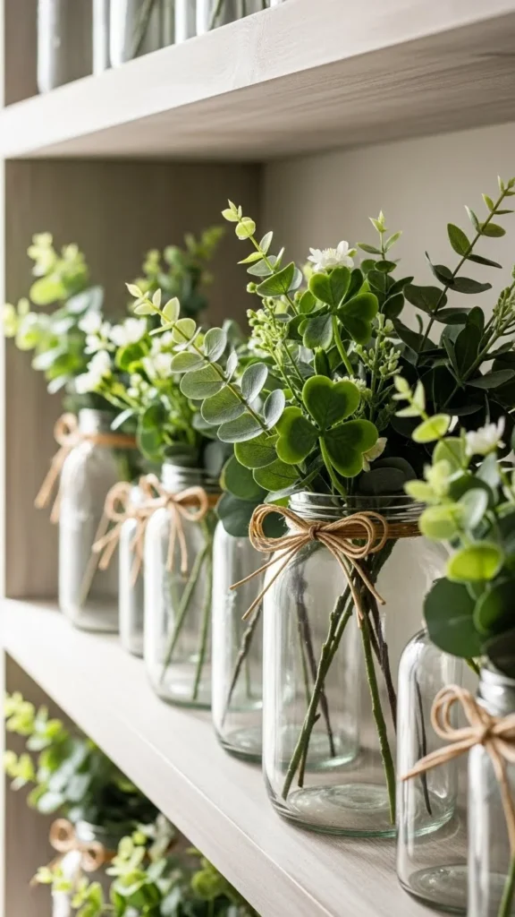 Glass Jars Filled With Natural Greenery
