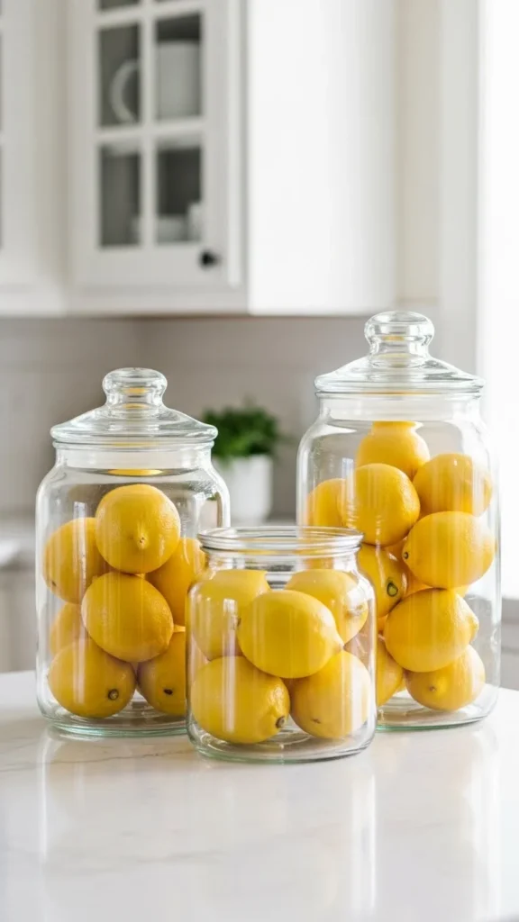 Glass Jars Filled with Lemons