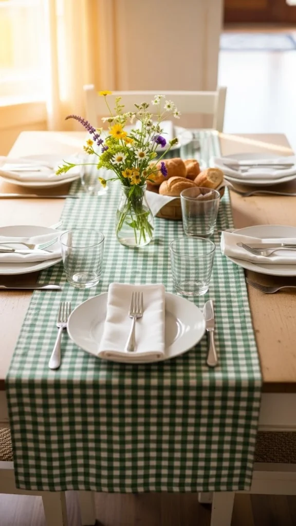 Green Gingham Table Runner