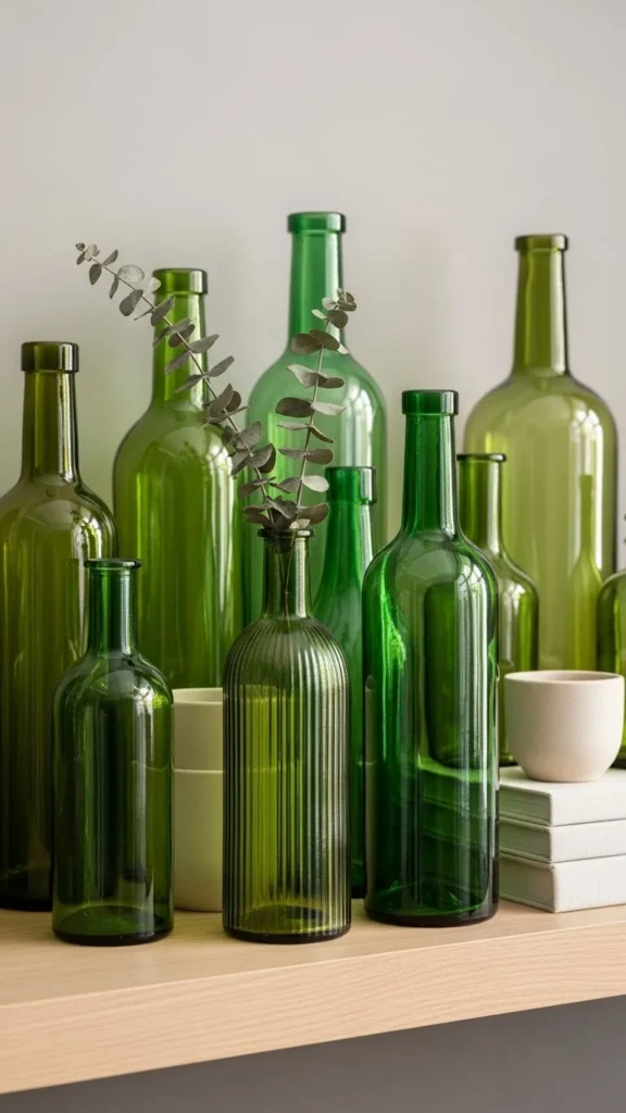 Green Glass Bottles Grouped Together