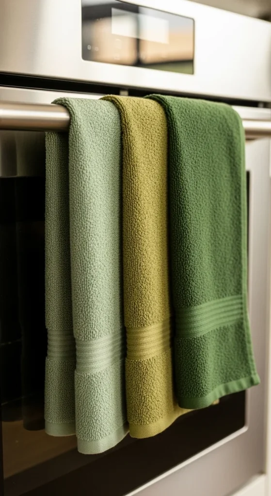 Green Kitchen Towels as Decor