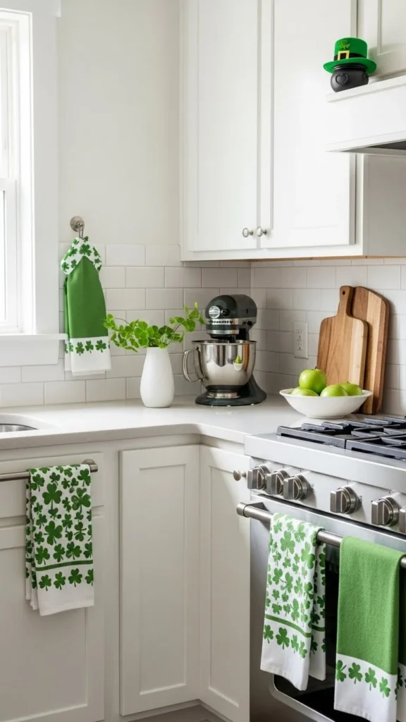 Green Kitchen Towels as Simple Decor