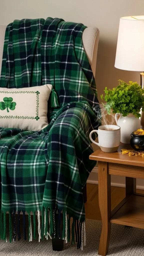 Green Plaid Accent Blanket