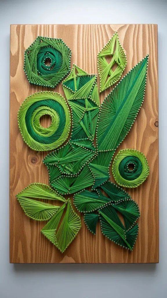 Green Thread String Art