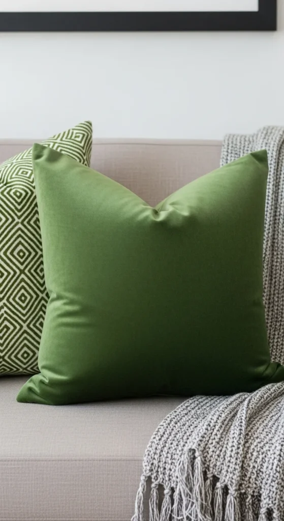 Green Throw Pillows on Neutral Seating