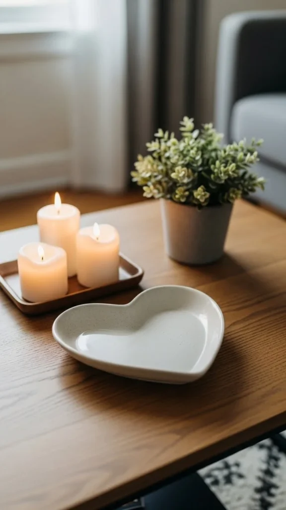 Heart-Shaped Dish on a Coffee Table