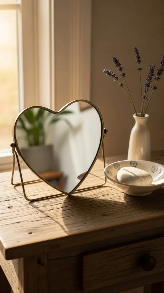 Heart-Shaped Mirror Accent