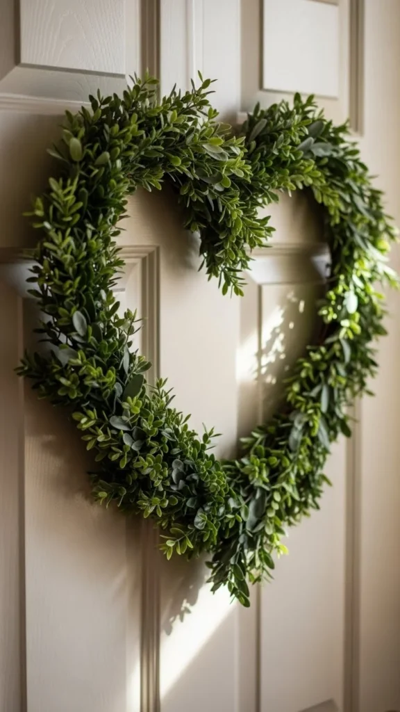 Heart-Shaped Wreath on an Interior Door