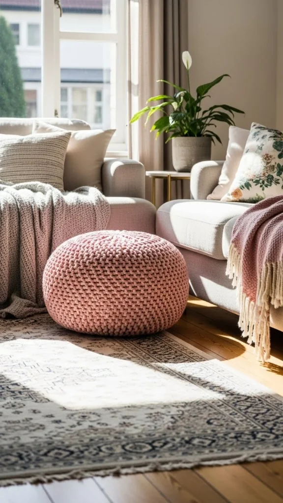 Knit Poufs for Extra Seating