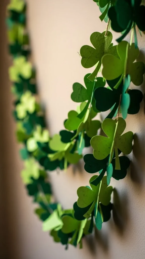 Layered Paper Clover Garland Wall Display