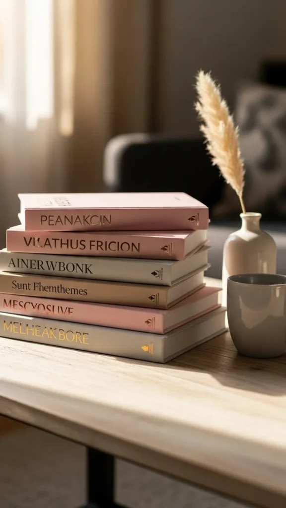Layered Pink and Neutral Books