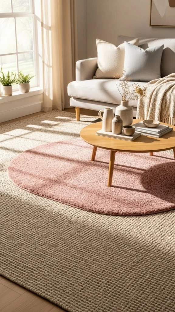 Layered Rugs with Soft Pink Tones