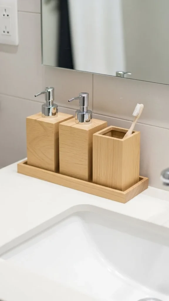 Light Wood Bath Accessories