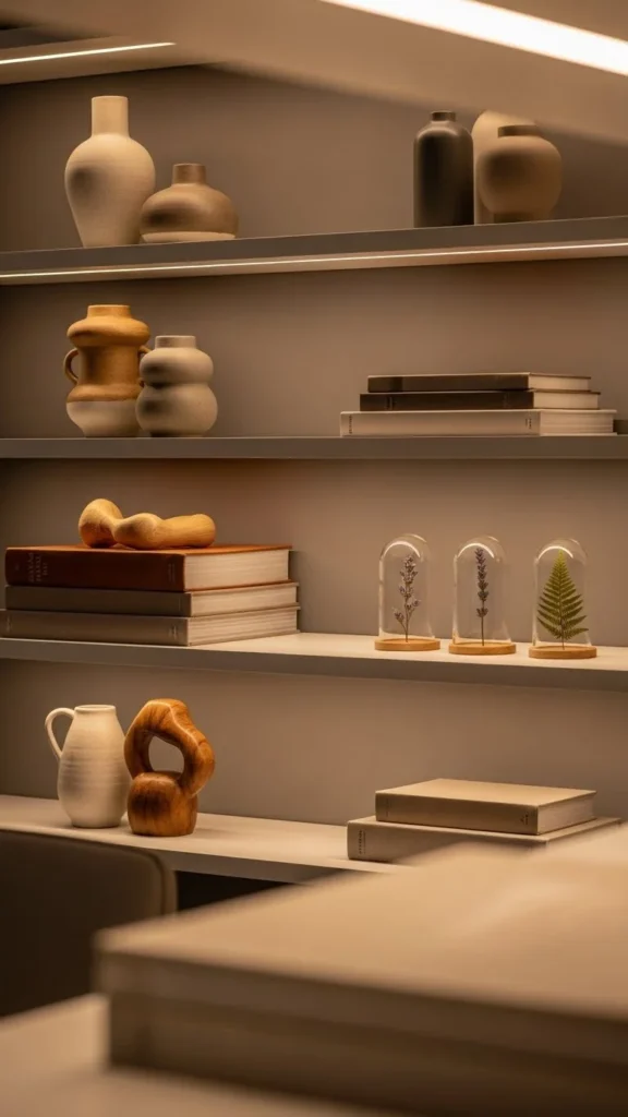 Low Shelving with Decor Clusters