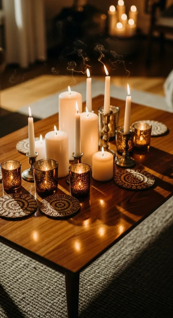 Low Table Candle Groupings
