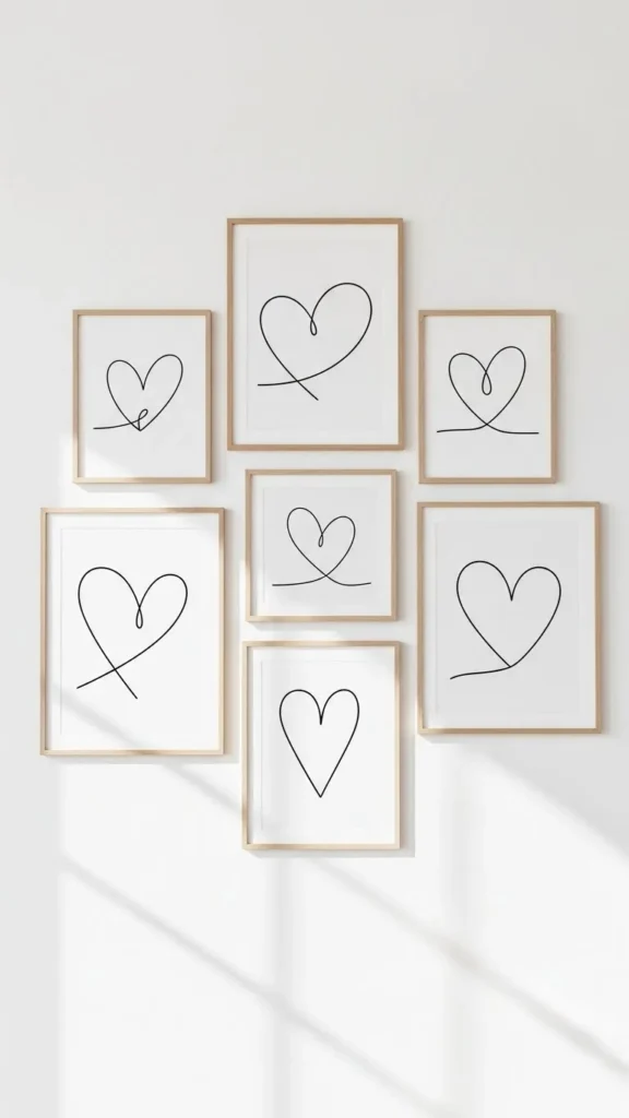 Minimal Heart Wall Prints in Simple Frames