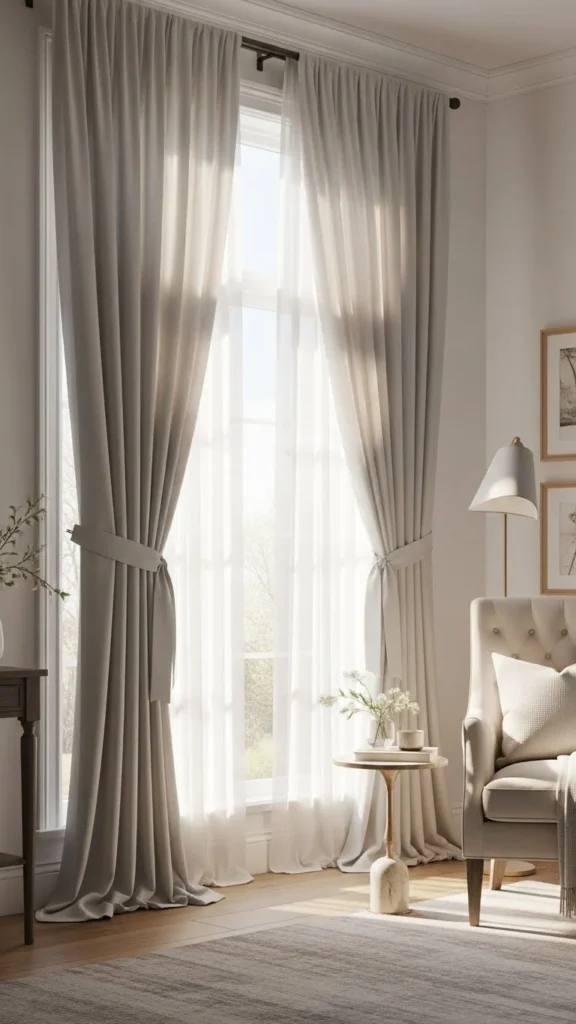 Neutral Curtains Tied Back Simply
