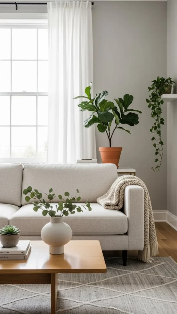 Neutral Decor With Green Touches