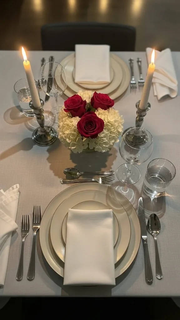 Neutral Tableware With Romantic Lighting