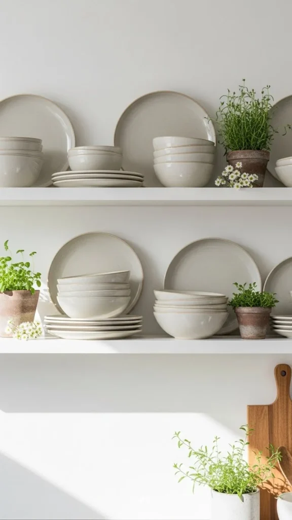 Open Shelf Styling with Spring Dishes