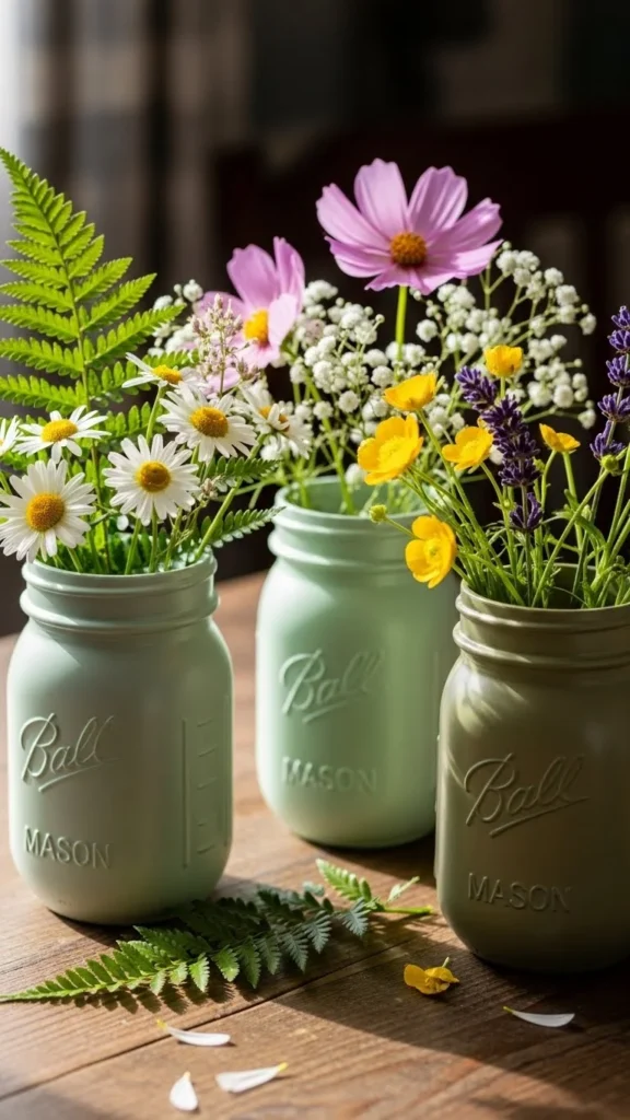 Painted Mason Jar Vases