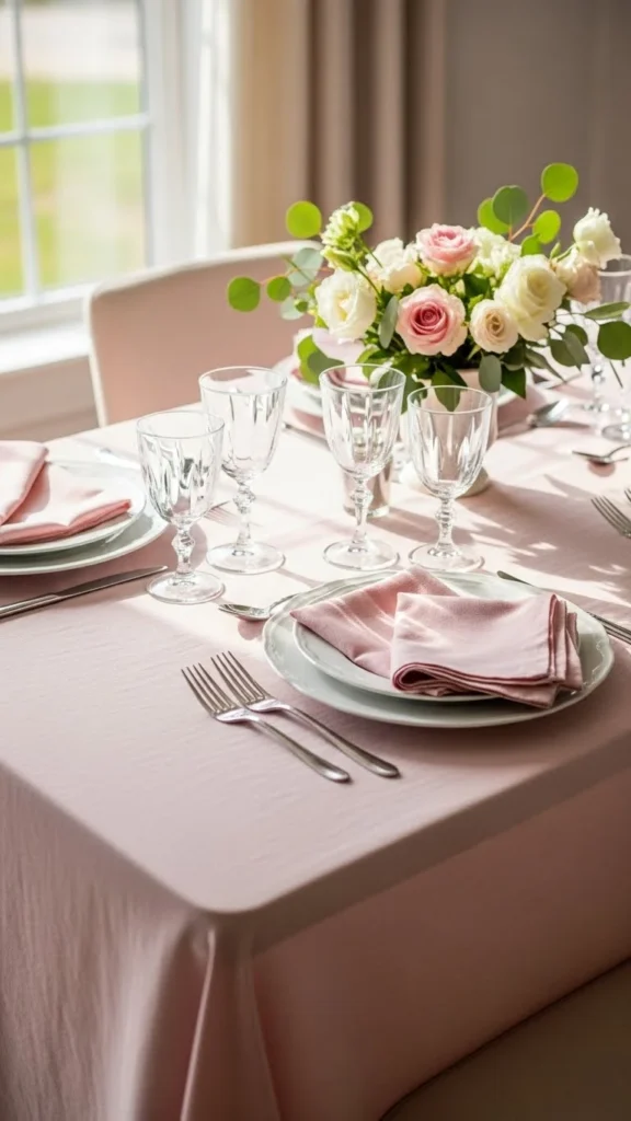 Pink Cloth Napkins on the Table