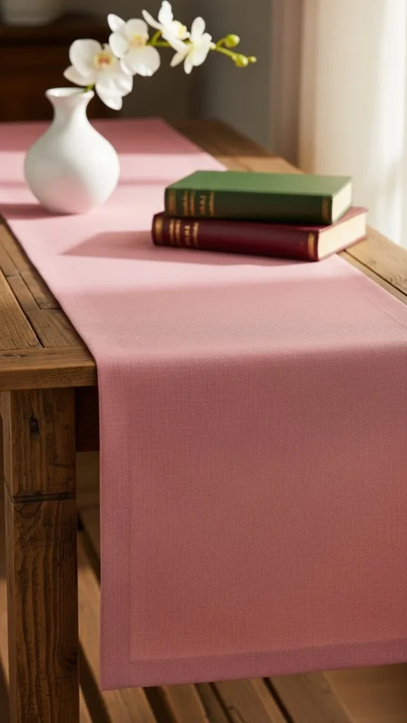 Pink Table Runner on a Console