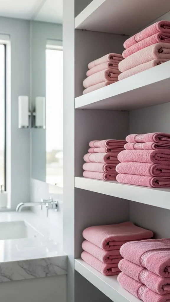 Pink Towels in the Bathroom