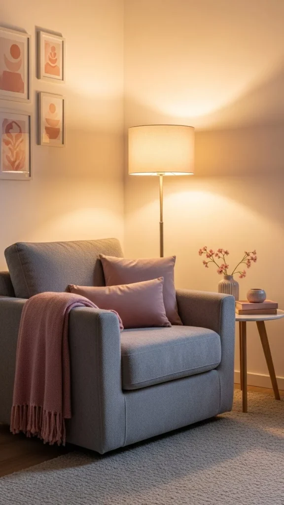 Romantic Corner with Floor Lamp and Decor