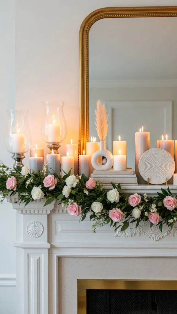 Romantic Fireplace Mantel Styling