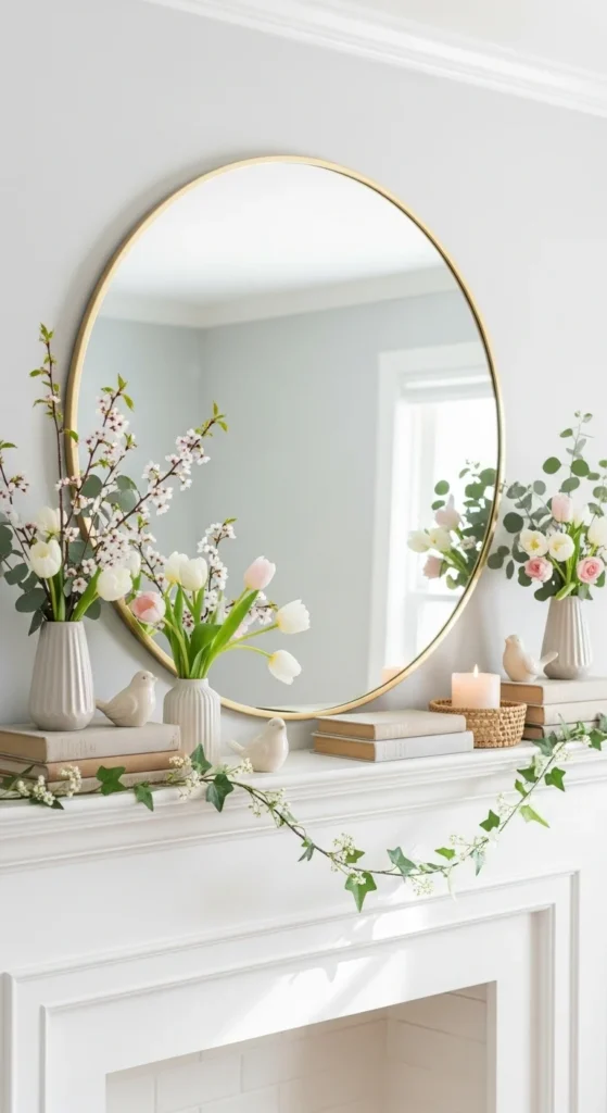 Round Mirror with Light Accents