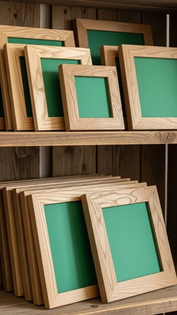 Simple Wood Frames With Green Mats