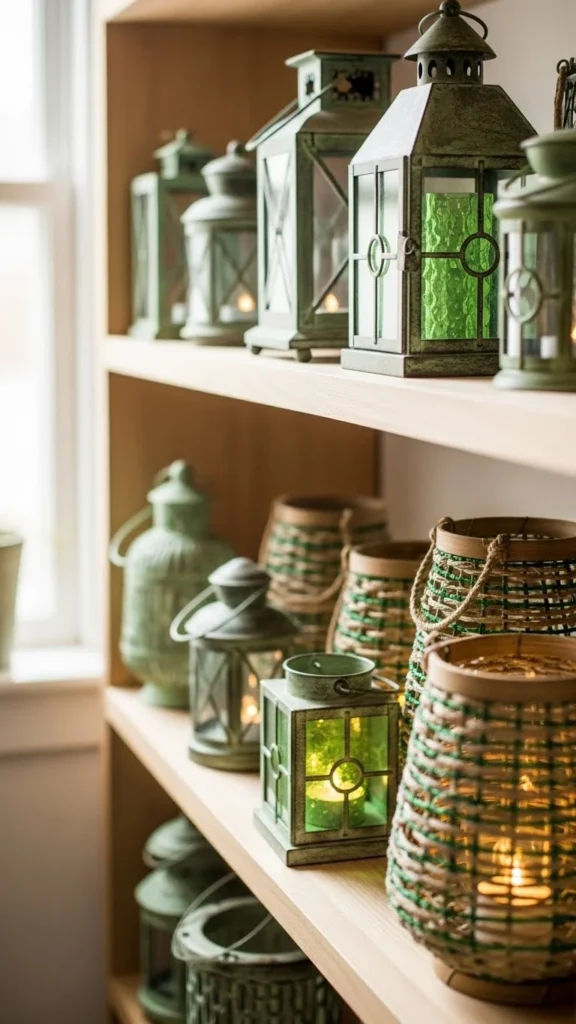 Small Lanterns With Soft Green Accents
