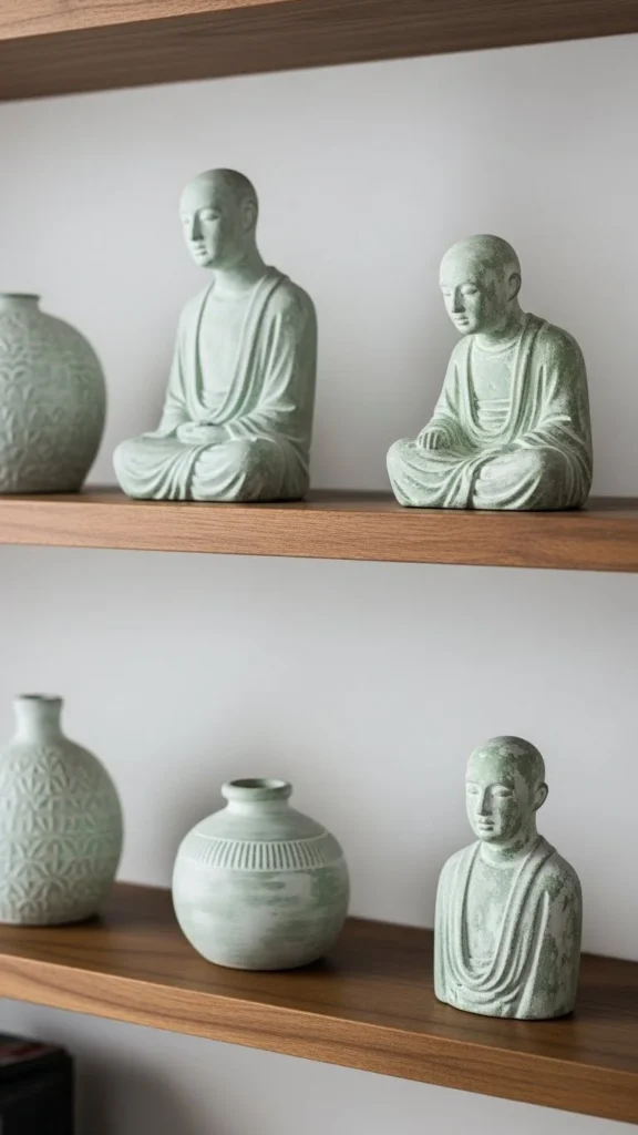 Small Sculptures With Green Wash