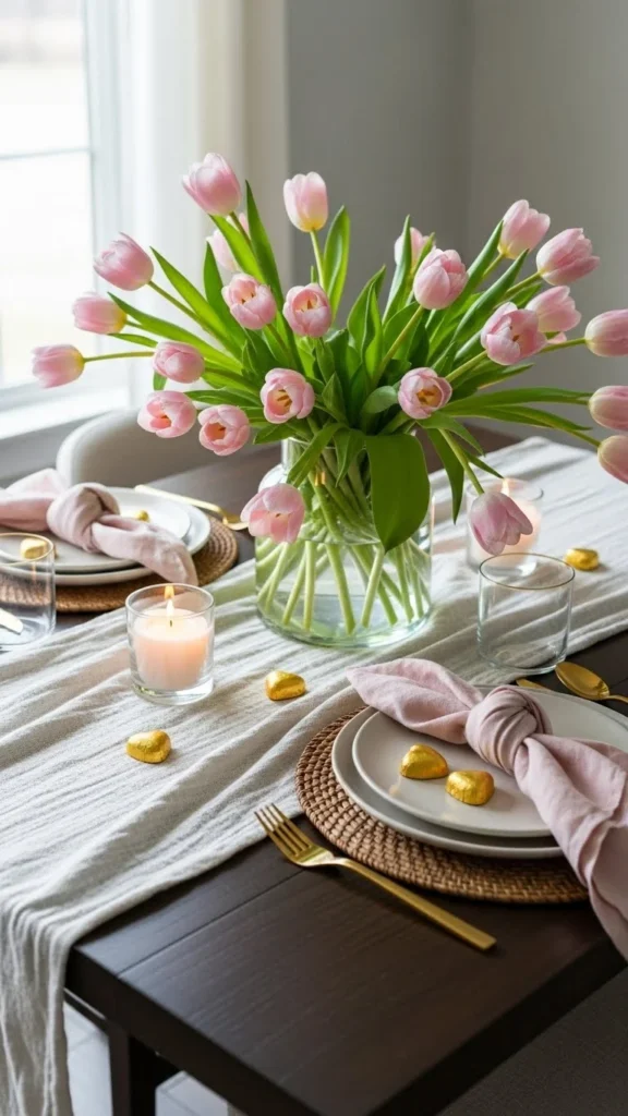 Soft Pink Tulip Table Centerpieces