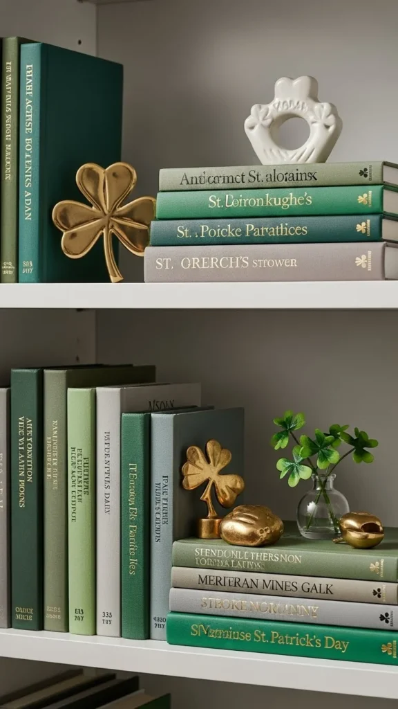 Stacked Books With Green Spines