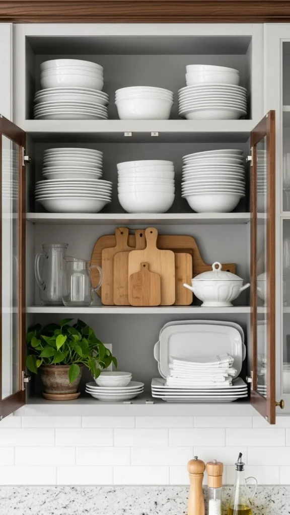 Style Open Cabinets or Glass Doors