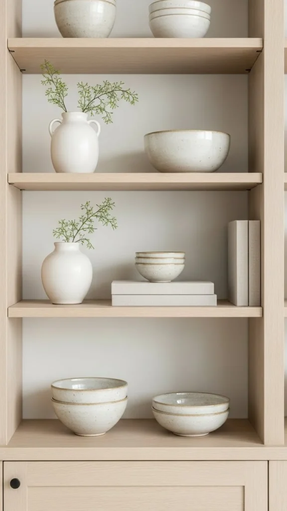Style Open Shelves with Soft Neutrals