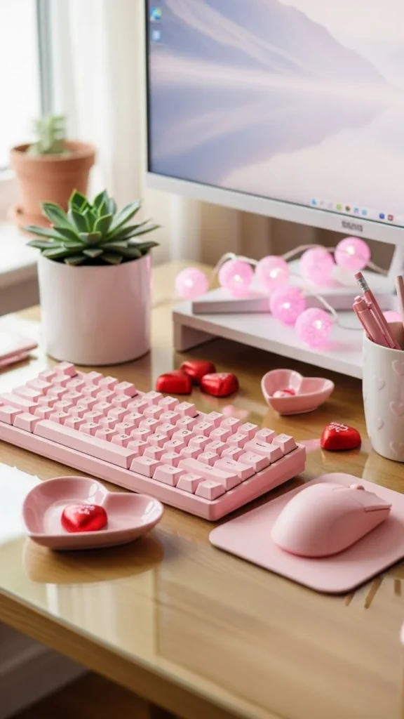 Subtle Valentine Decor for Home Office