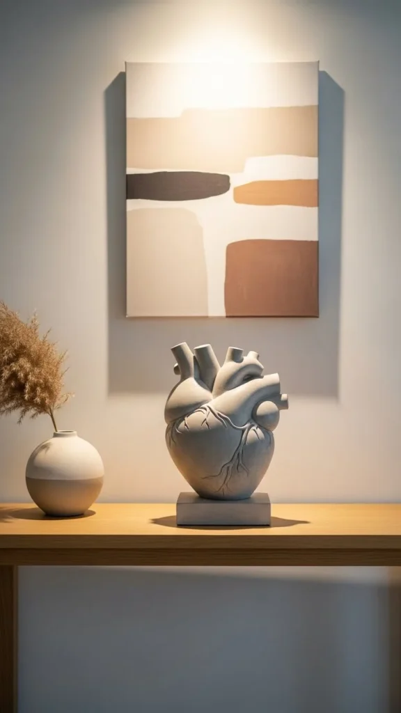 Tabletop Heart Sculptures in Neutral Colors