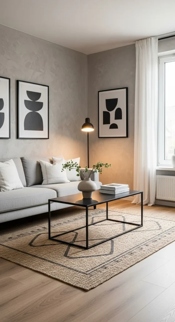 Textured Walls with Minimalist Art