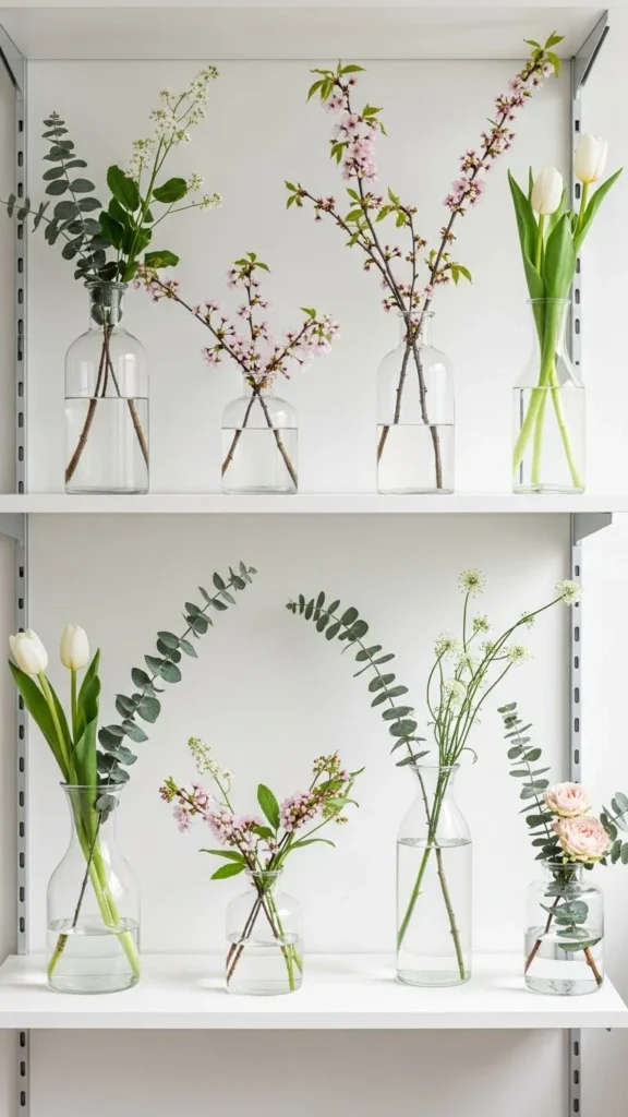 Use Glass Vases on Open Shelves