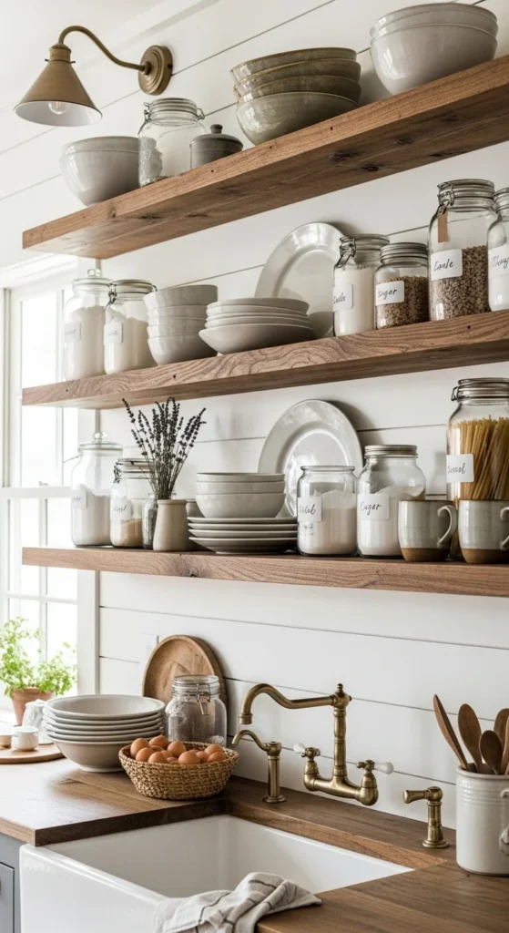 Use Open Shelving for Warmth and Personality