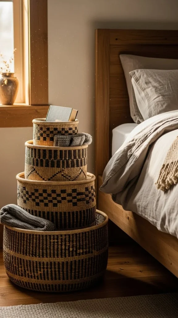 Use Woven Storage Baskets