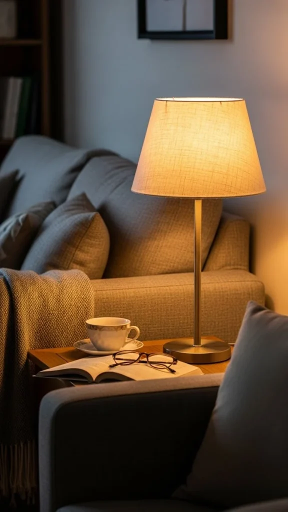 Warm Table Lamps with Fabric Shades