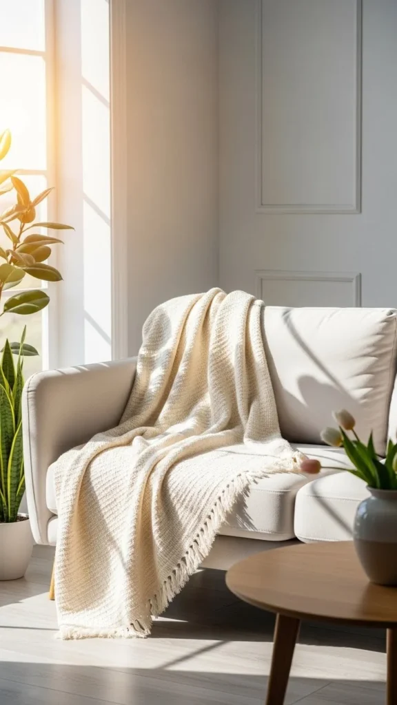 White or Cream Sofa Throws