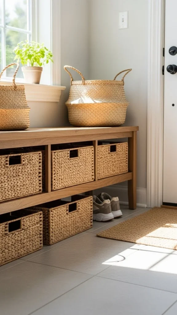 Woven Basket Shoe Storage