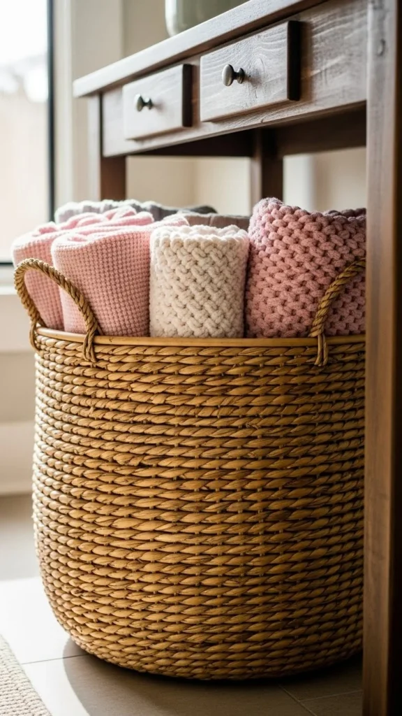 Woven Basket Under Table